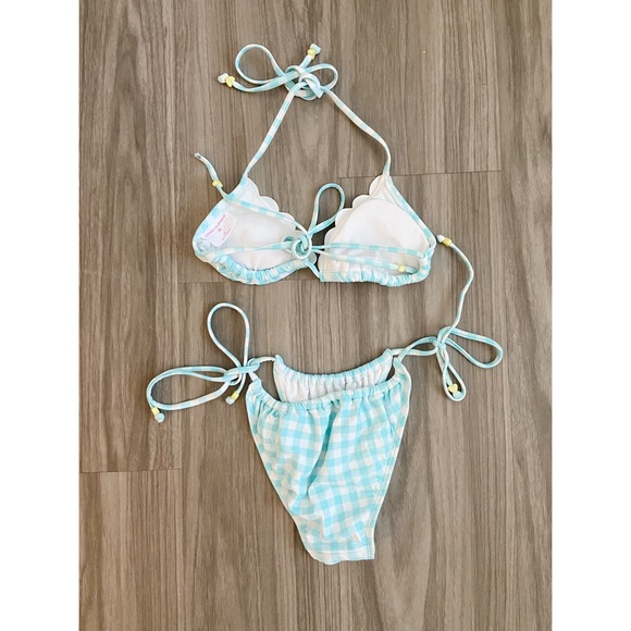 Blue Gingham String Bikini Set - Picture 4 of 15